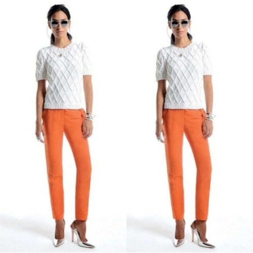 Jenni Kayne Silk Linen Straight Leg Pants Orange size 4